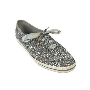 Kate Spade Keds Champion Glitter Sneakers Silver Gold Multi Sz 8 VGC